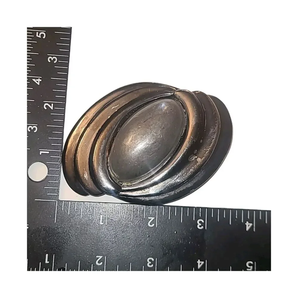 Vintage Designer‎ Artisan Lauren J Silvertone Modernist Belt Buckle